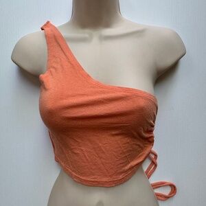 One shoulder orange top